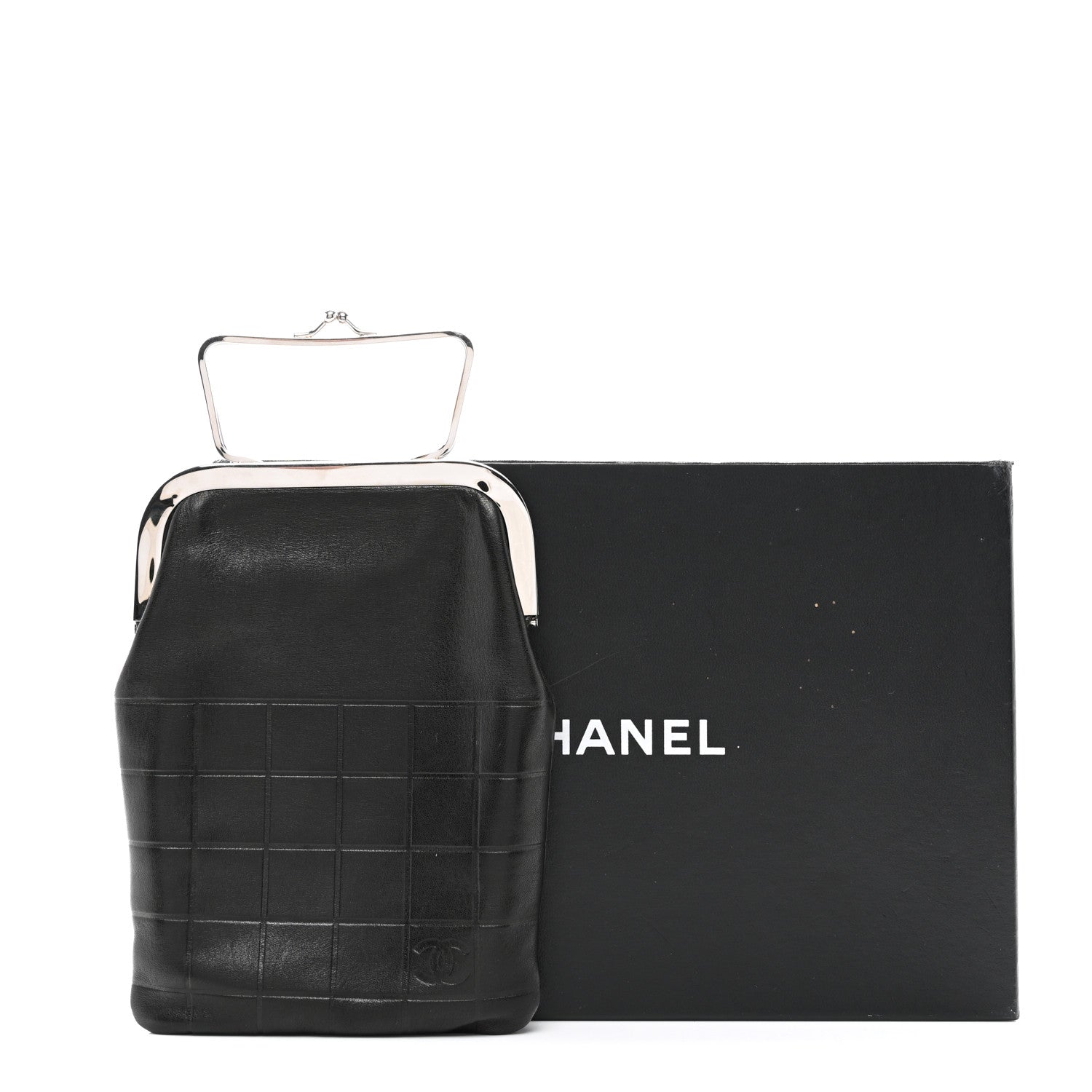 Chanel Lambskin Chocolate Bar Kisslock Frame Clutch Black 9 of 9