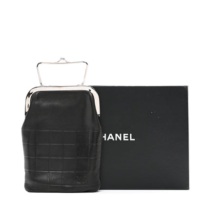 Chanel Lambskin Chocolate Bar Kisslock Frame Clutch Black 9 of 9
