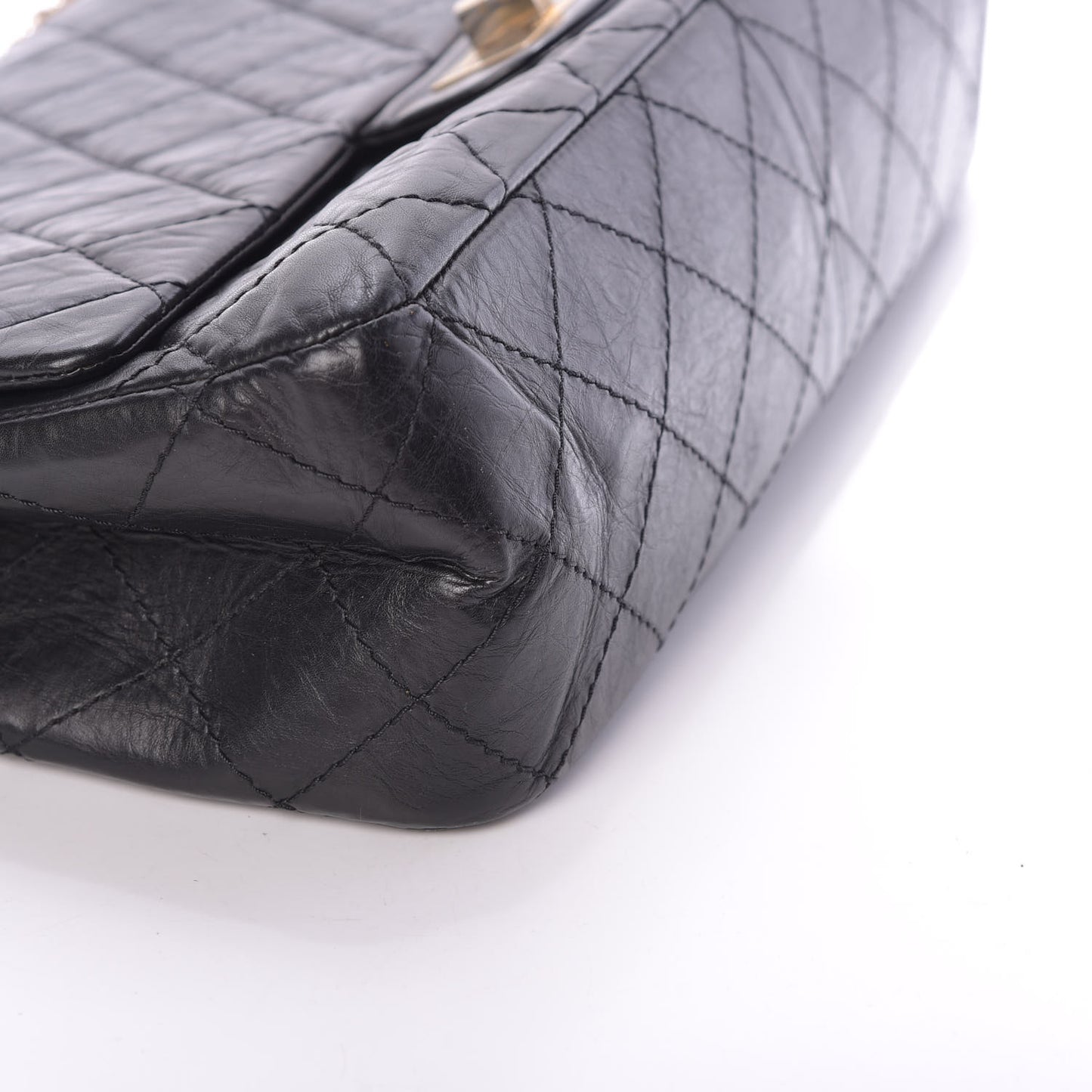 Aged Calfskin Quilted 2.55 Reissue 227 Flap Black