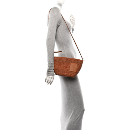 Loewe Raffia Calfskin Slit Pochette Bag Honey Gold 2 of 10