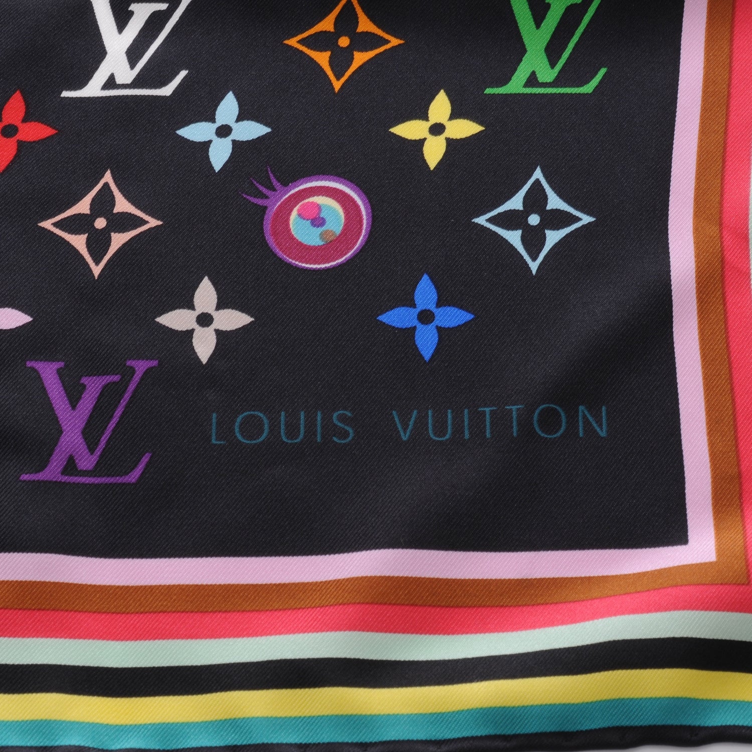Louis Vuitton Silk Multicolor Eye Love Scarf Black 1 of 6