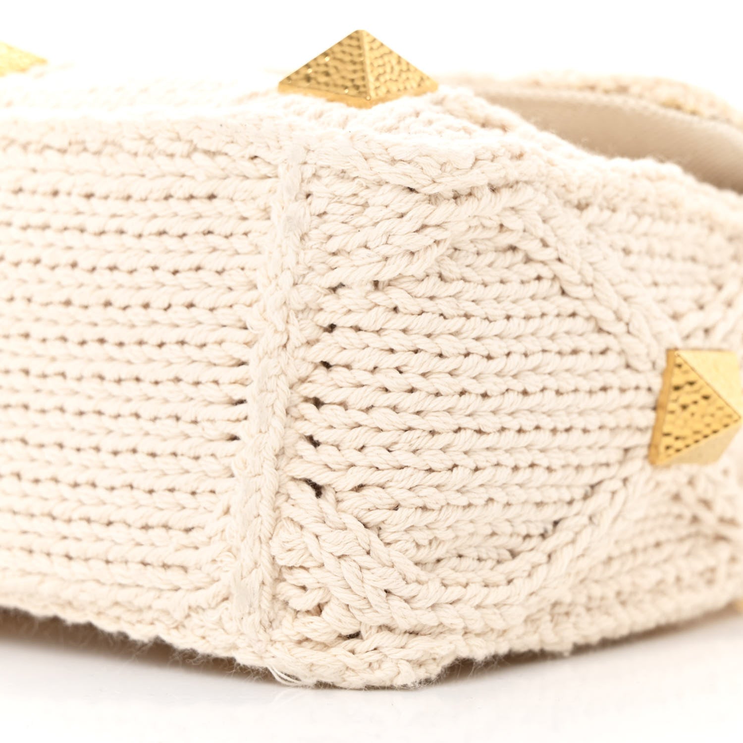 Valentino Garavani Knit Medium Roman Stud Shoulder Bag Ecru 9 of 9