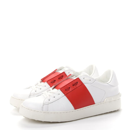 Valentino Garavani Calfskin Rockstud Open Sneakers 40 White Red 3 of 11