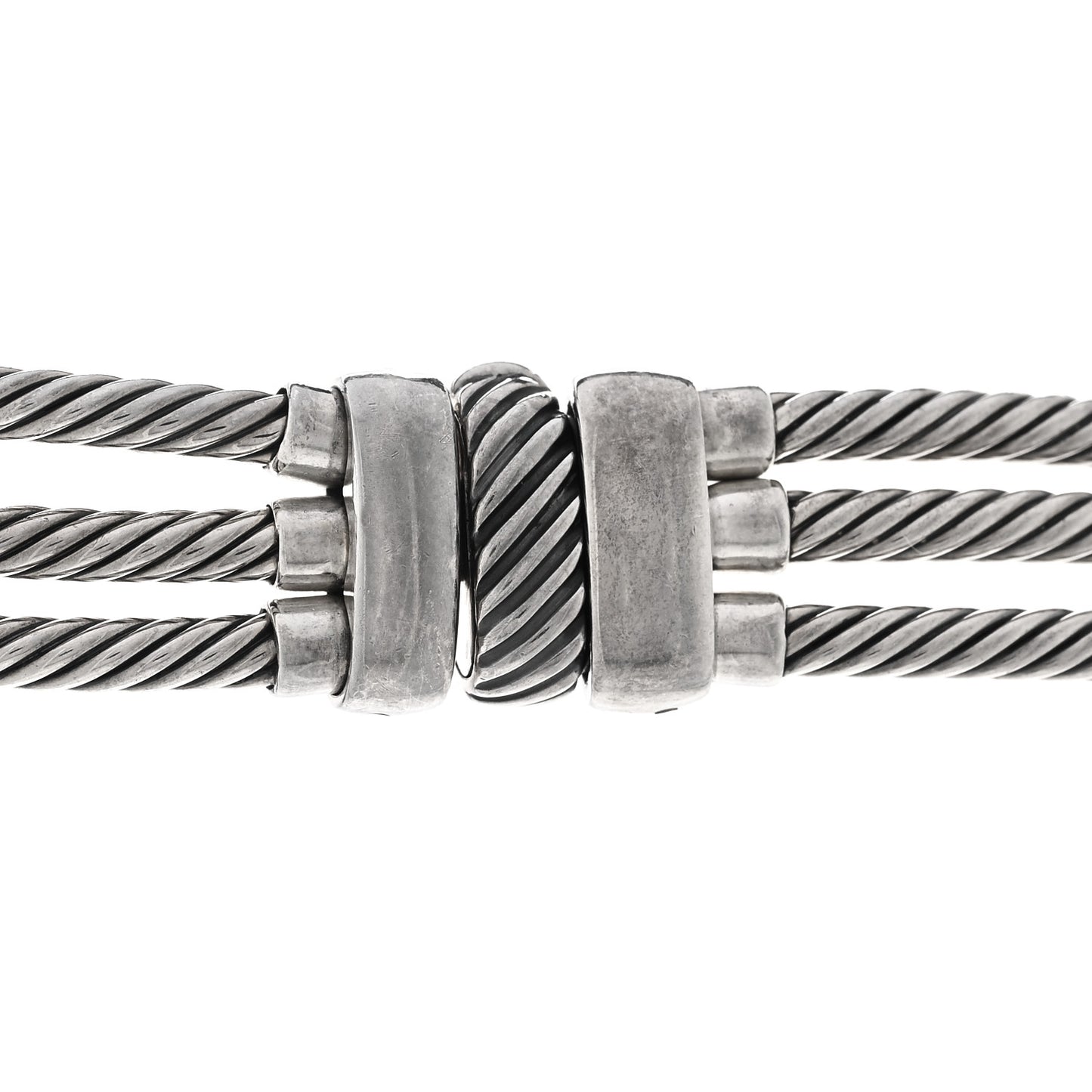 Sterling Silver 14K Yellow Gold Blue Topaz Hampton Cable 3 Strand Necklace