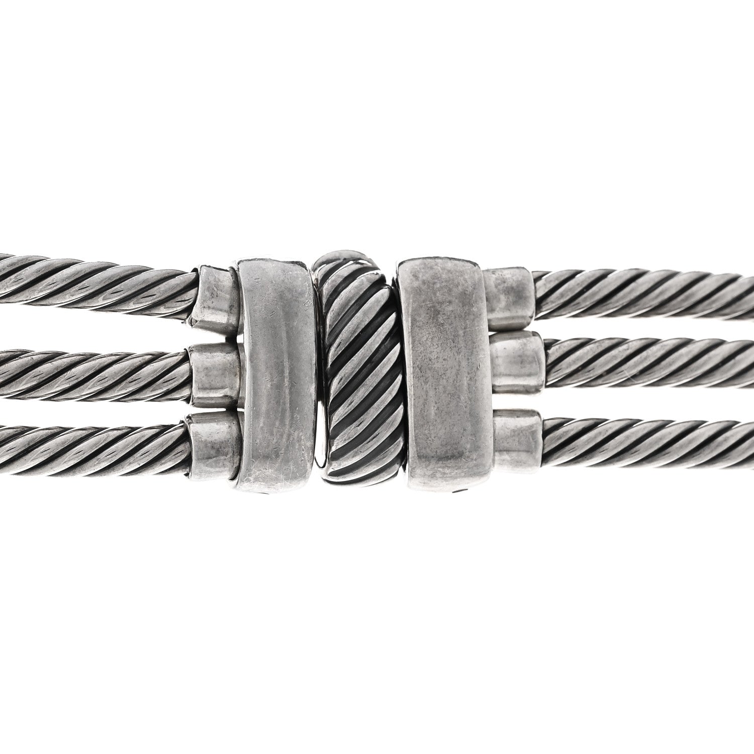 David Yurman Sterling Silver 14K Yellow Gold Blue Topaz Hampton Cable 3 Strand Necklace 4 of 5