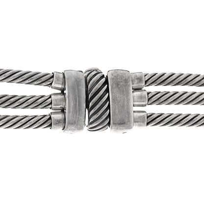 David Yurman Sterling Silver 14K Yellow Gold Blue Topaz Hampton Cable 3 Strand Necklace 4 of 5