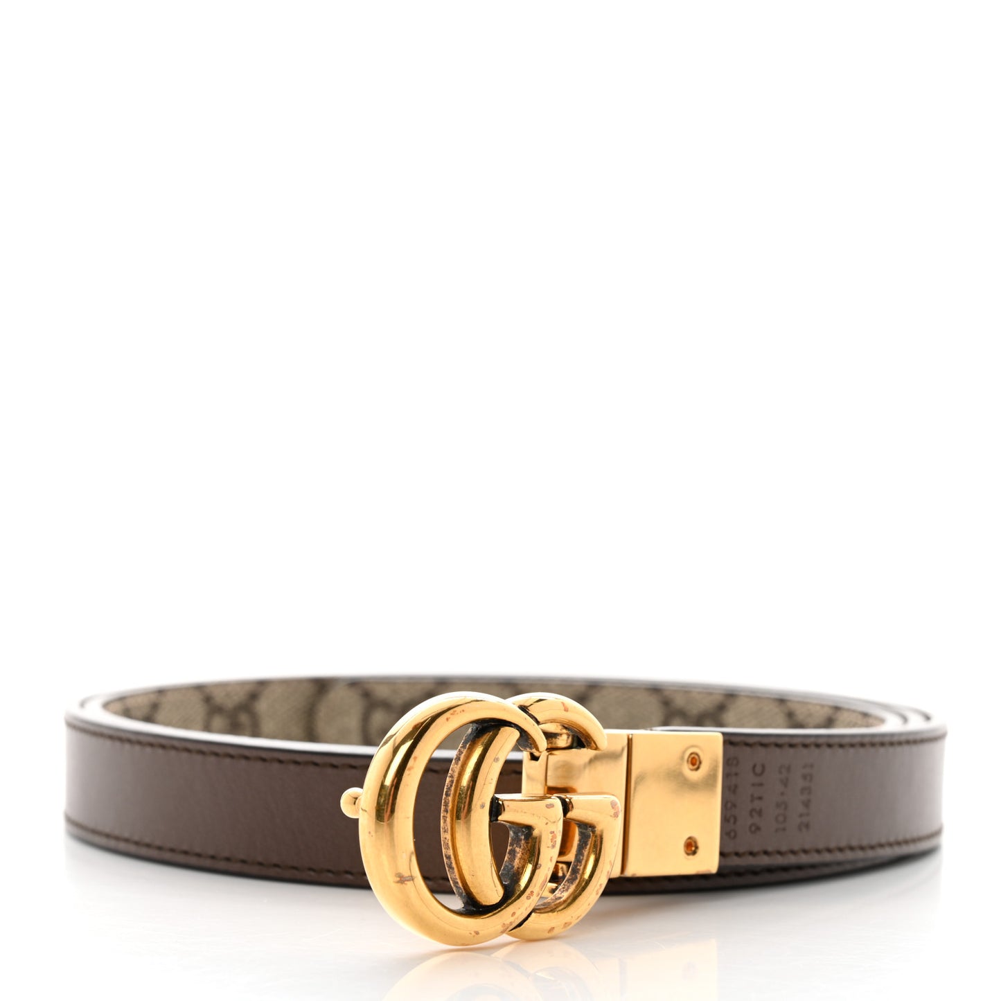 Calfskin GG Supreme Monogram Double G Reversible 20mm Belt 105 42 Beige Brown