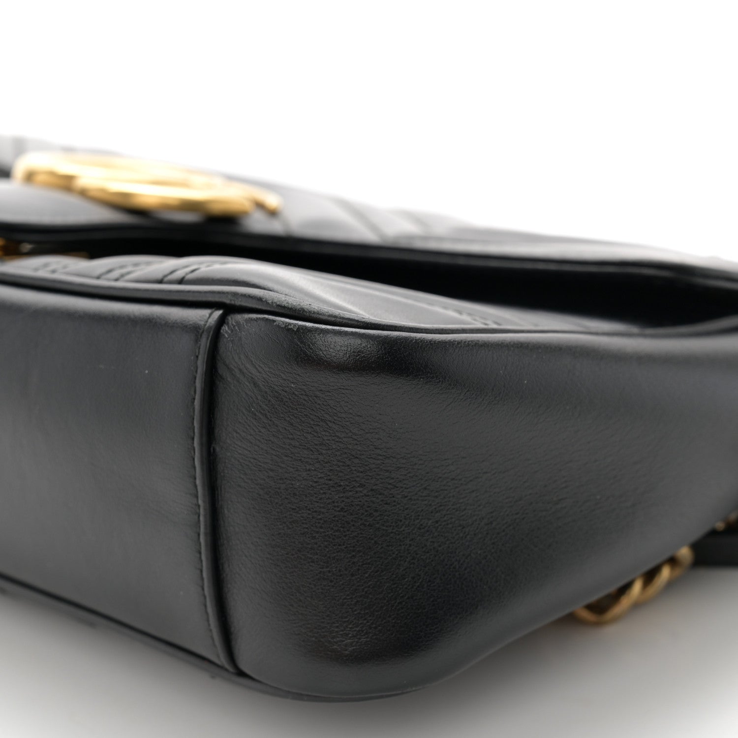 Gucci Calfskin Matelasse Small GG Marmont Shoulder Bag Black 10 of 16