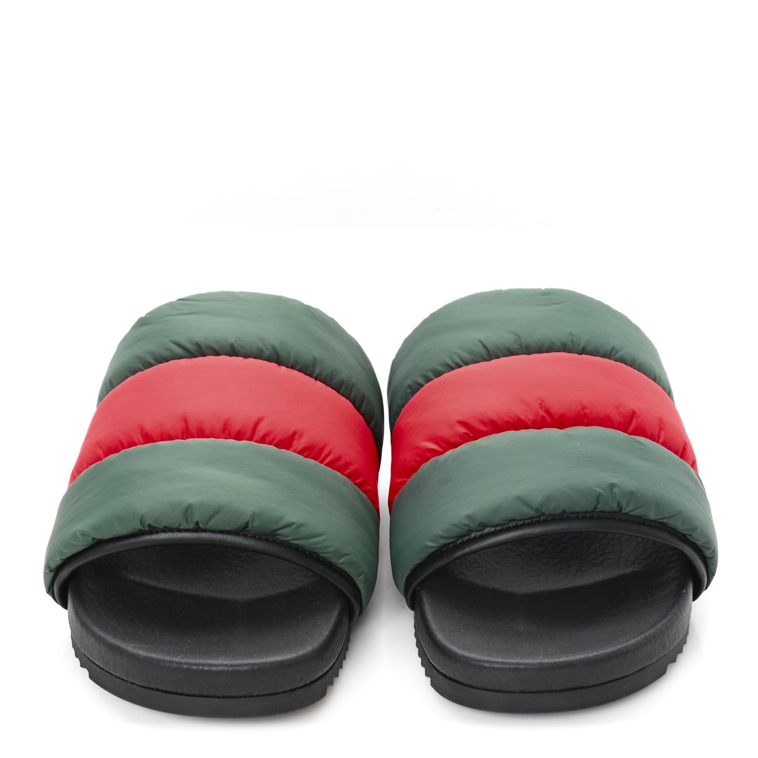 Gucci Nylon Web Womens Slide Sandals 39 Black Green Red 3 of 9