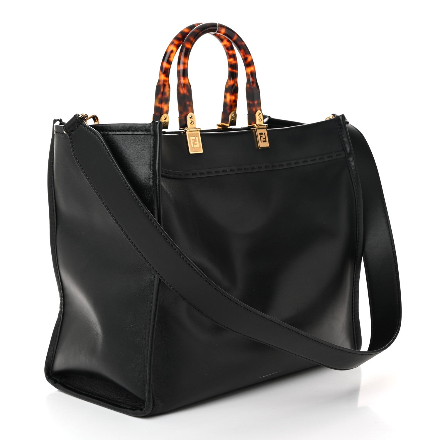 Fendi Vitello King Plexiglass Medium Fendi Sunshine Shopper Black 4 of 23