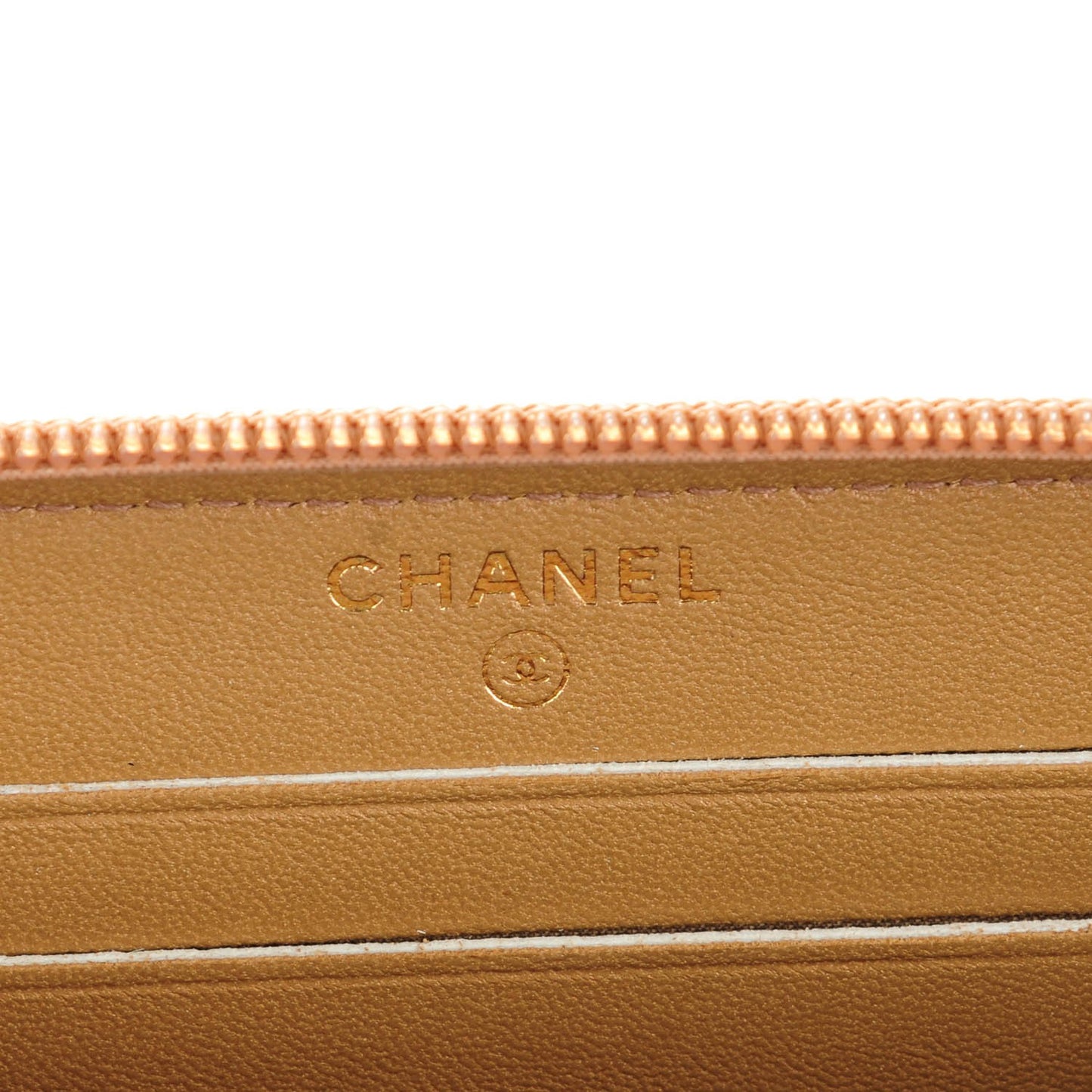 Iridescent Glazed Calfskin Quilted Small Boy Zip Around Wallet Dark Beige