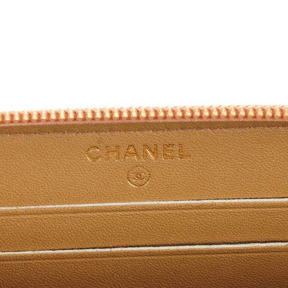 Chanel Iridescent Glazed Calfskin Quilted Small Boy Zip Around Wallet Dark Beige 6 of 8