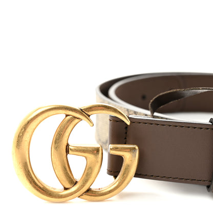 Gucci GG Supreme Monogram Matte Plutone Calfskin Double G 30mm Belt 80 32 Beige Ebony New Acero 6 of 7