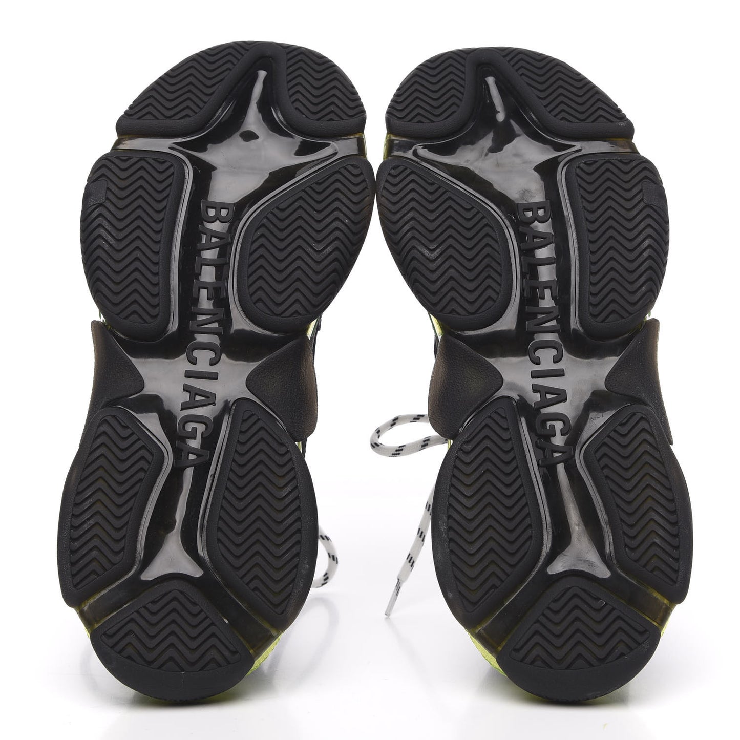 Fabric Mesh Clear Sole Mens Triple S Sneakers 42 Black Yellow Fluo