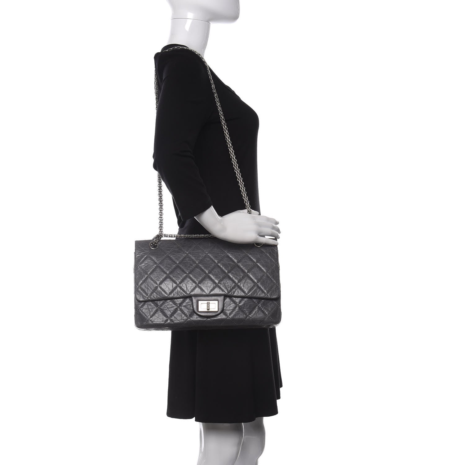 Chanel Aged Calfskin Quilted 50th Anniversary 2.55 Reissue 227 Flap Grey 2 of 11