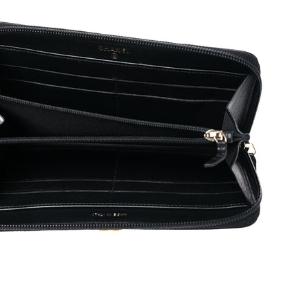 Chanel Lambskin Quilted Boy Zip Around Wallet Black 5 of 16