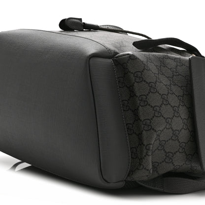 Gucci GG Supreme Monogram Textured Dollar Calfskin Medium Ophidia Double Buckle Backpack Grey Black Graphite Grey 10 of 10