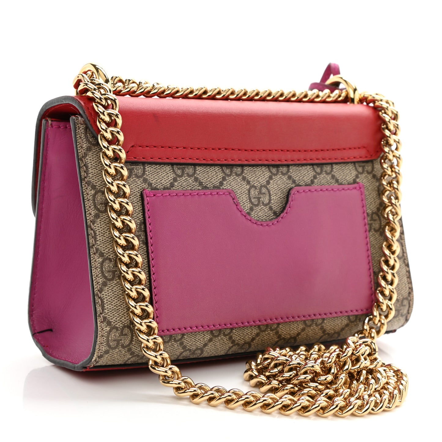 GG Supreme Monogram Calfskin Small Padlock Shoulder Bag Beige Hibiscus Red New Rosette