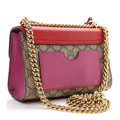 Gucci GG Supreme Monogram Calfskin Small Padlock Shoulder Bag Beige Hibiscus Red New Rosette 4 of 12