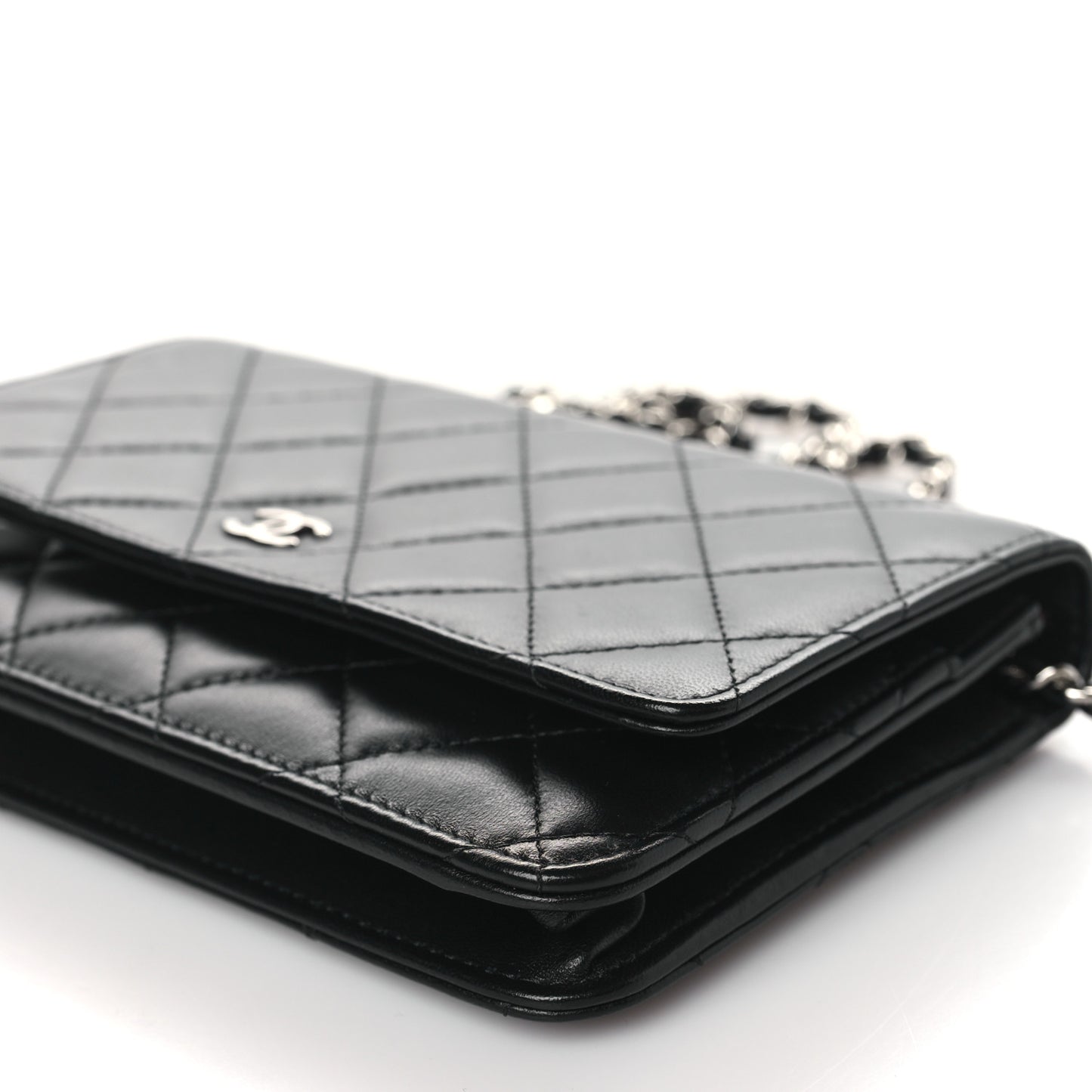 Lambskin Quilted Wallet On Chain WOC Black