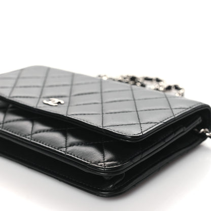 Chanel Lambskin Quilted Wallet On Chain WOC Black 11 of 12