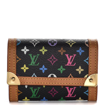 Louis Vuitton Monogram Multicolor Porte-Monnaie Plat Coin Purse Black 1 of 6