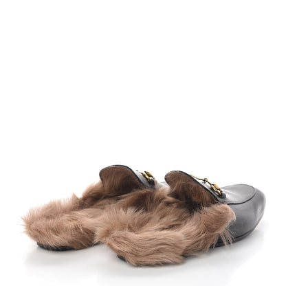 Gucci Calfskin Fur Mens Princetown Slippers 8 Black 4 of 7