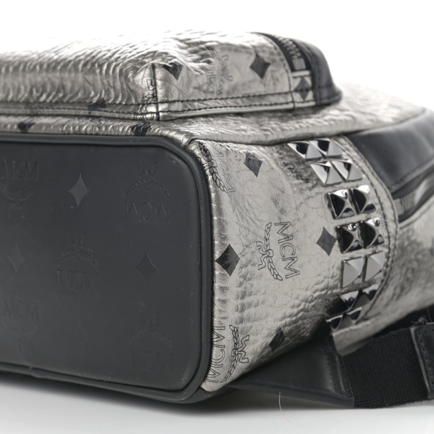 Metallic Visetos Studded X-Mini Bebe Boo Backpack Silver