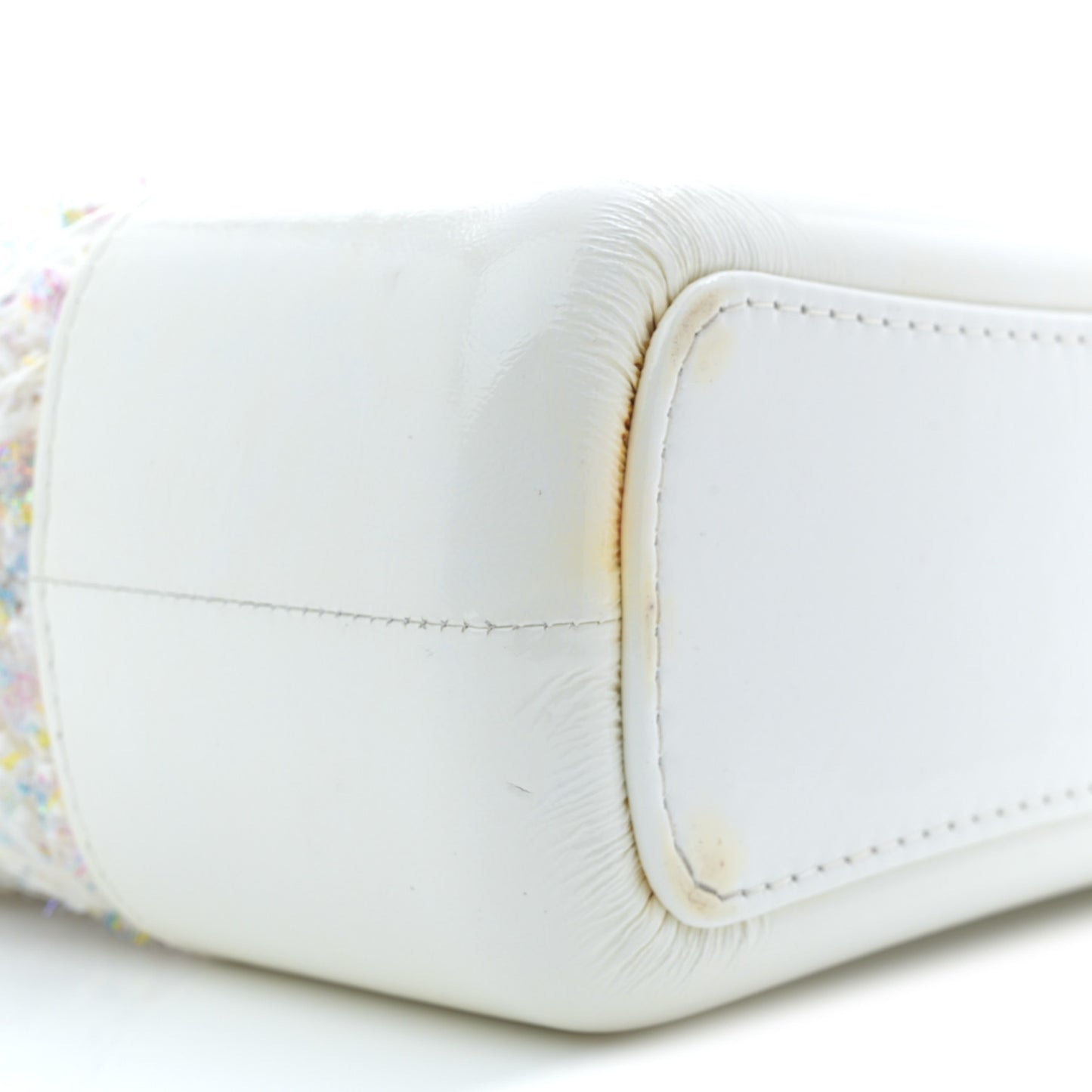 Tweed PVC Patent Chevron Quilted Medium Gabrielle Hobo White
