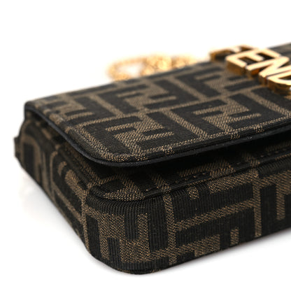 Fendi Fabric Jacquard FF 1974 Fendigraphy Wallet On Chain Tobacco Moro Ebano 7 of 8