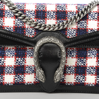 Gucci Vintage Tweed Check Small Dionysus Shoulder Bag White Hibiscus Red Marine 8 of 10