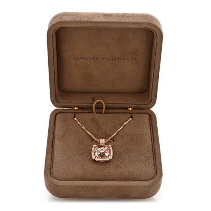 David Yurman 18K Rose Gold Diamond Morganite 14mm Chatelaine Pave Bezel Pendant Necklace 6 of 6