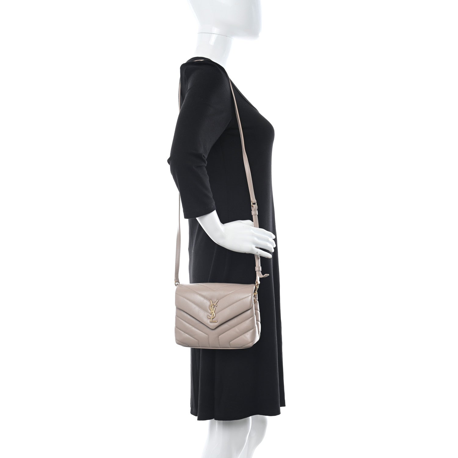 Saint Laurent Calfskin Y Quilted Monogram Toy Loulou Crossbody Bag Marble Pink 2 of 12