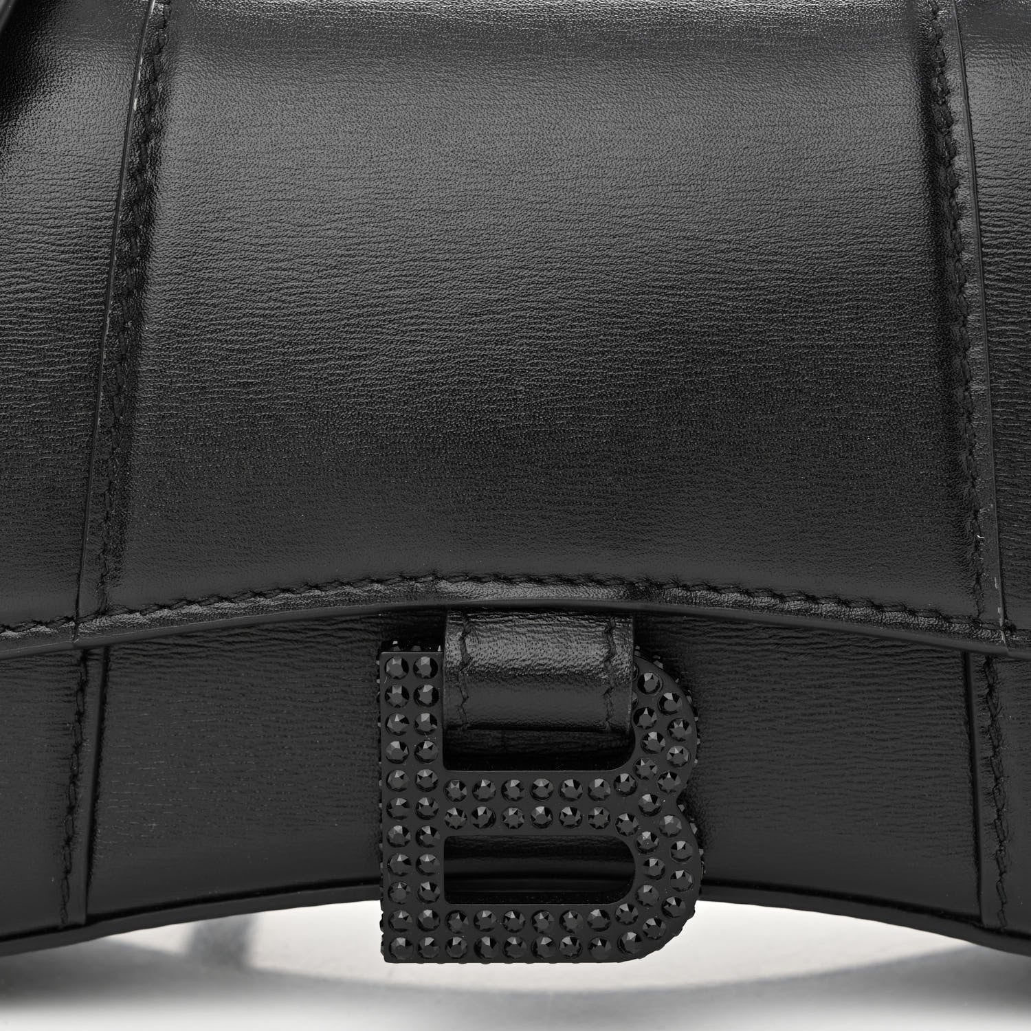 Balenciaga Shiny Box Calfskin Strass Hourglass Top Handle Bag XS Black 9 of 13