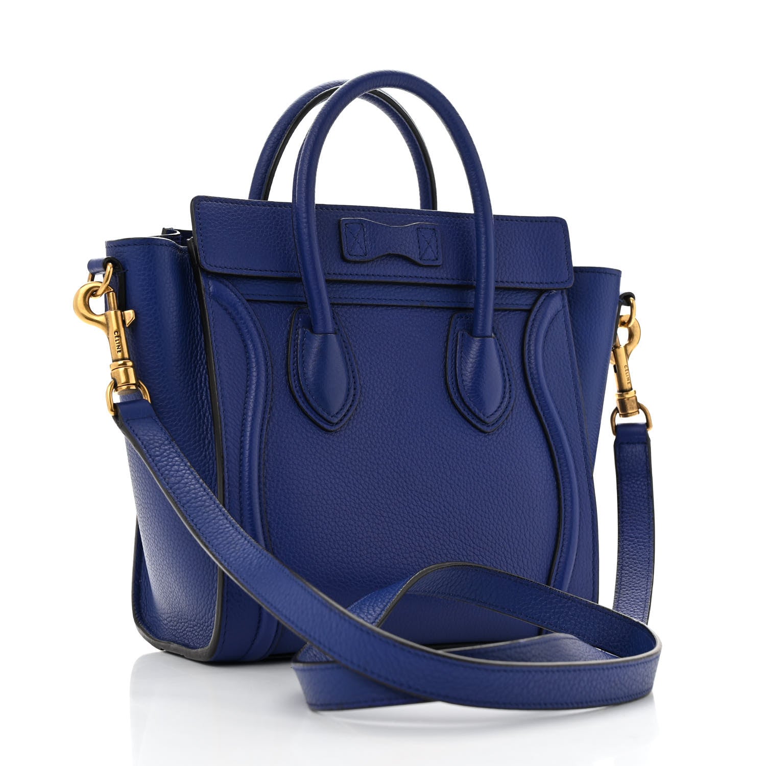 Celine Drummed Calfskin Nano Luggage Indigo 3 of 12