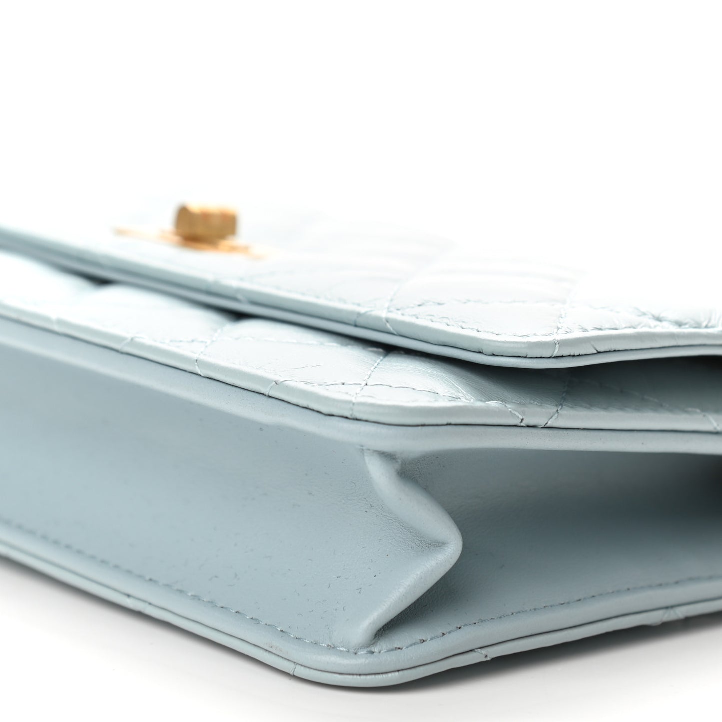 Aged Calfskin Quilted Reissue Wallet On Chain WOC Light Blue