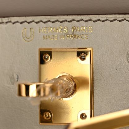 Hermes Ostrich Horseshoe Kelly Sellier Mini 20 Nata Gris Tourterelle 6 of 10