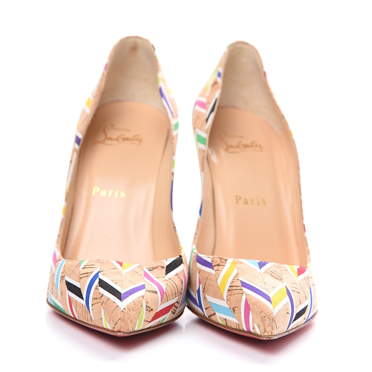 Cork Chevron Print Pigalle Follies 100 Pumps 37.5 Multicolor