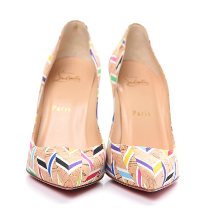Christian Louboutin Cork Chevron Print Pigalle Follies 100 Pumps 37.5 Multicolor 2 of 9