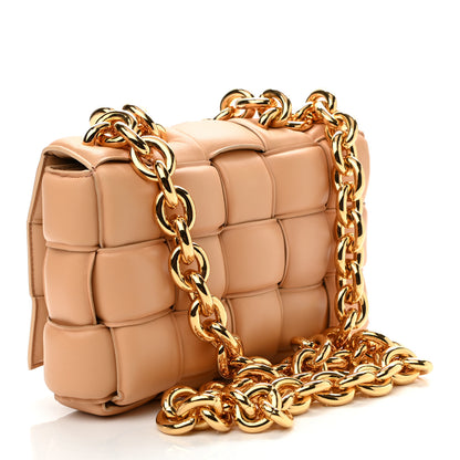 Bottega Veneta Lambskin Maxi Intreccio Padded Chain Cassette Crossbody Bag Almond 2 of 9