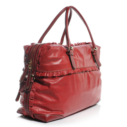Gucci Leather Ruffle Sabrina Boston Tote Rouge 3 of 7