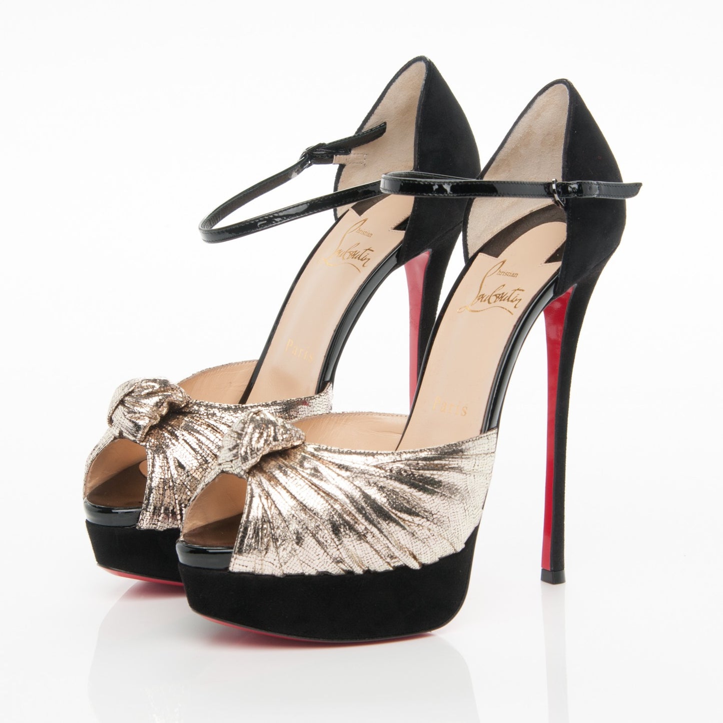 Lame Patent Veau Velours Marchavekel 150 Platform Sandals 39 Platine