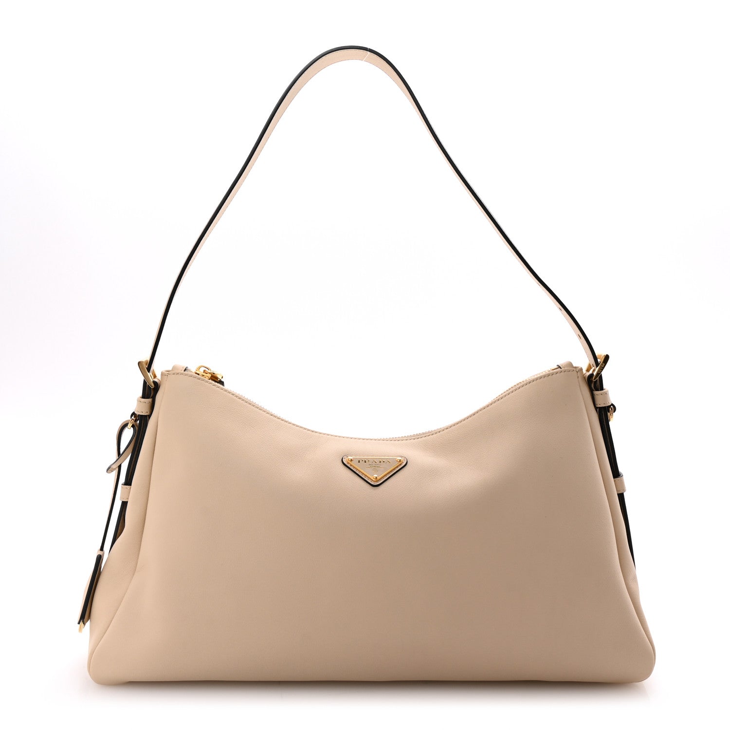 Prada Soft Calfskin Large Aimée Shoulder Bag Travertine 1 of 9