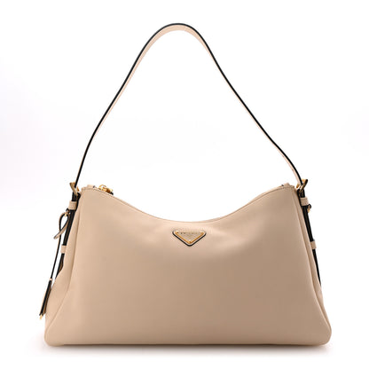 Prada Soft Calfskin Large Aimée Shoulder Bag Travertine 1 of 9