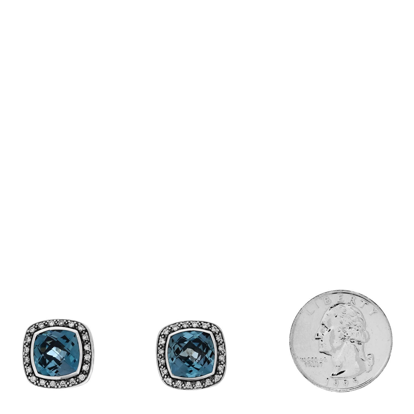 Sterling Silver Diamond Blue Topaz 11mm Albion Earrings
