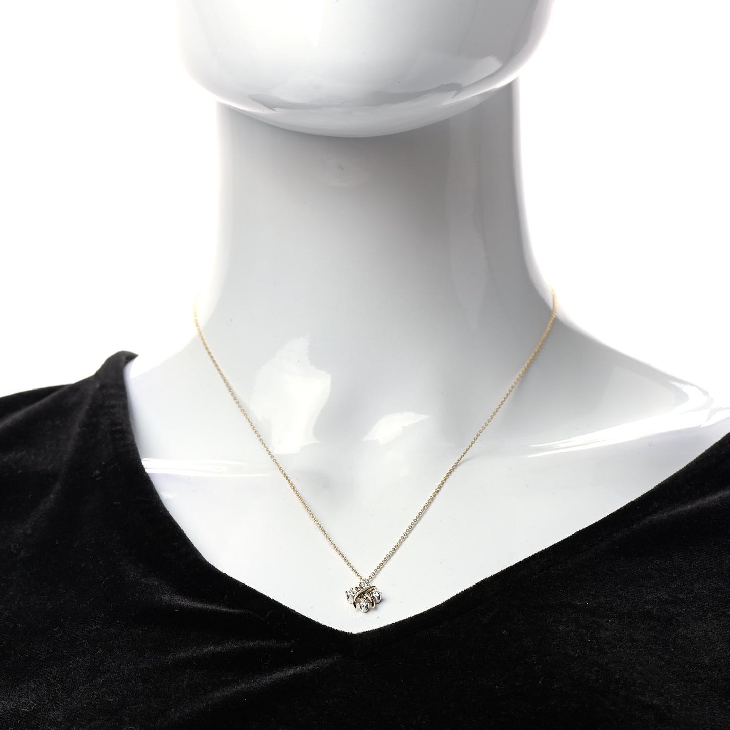 Platinum 18K Yellow Gold Diamond Schlumberger Lynn Pendant Necklace