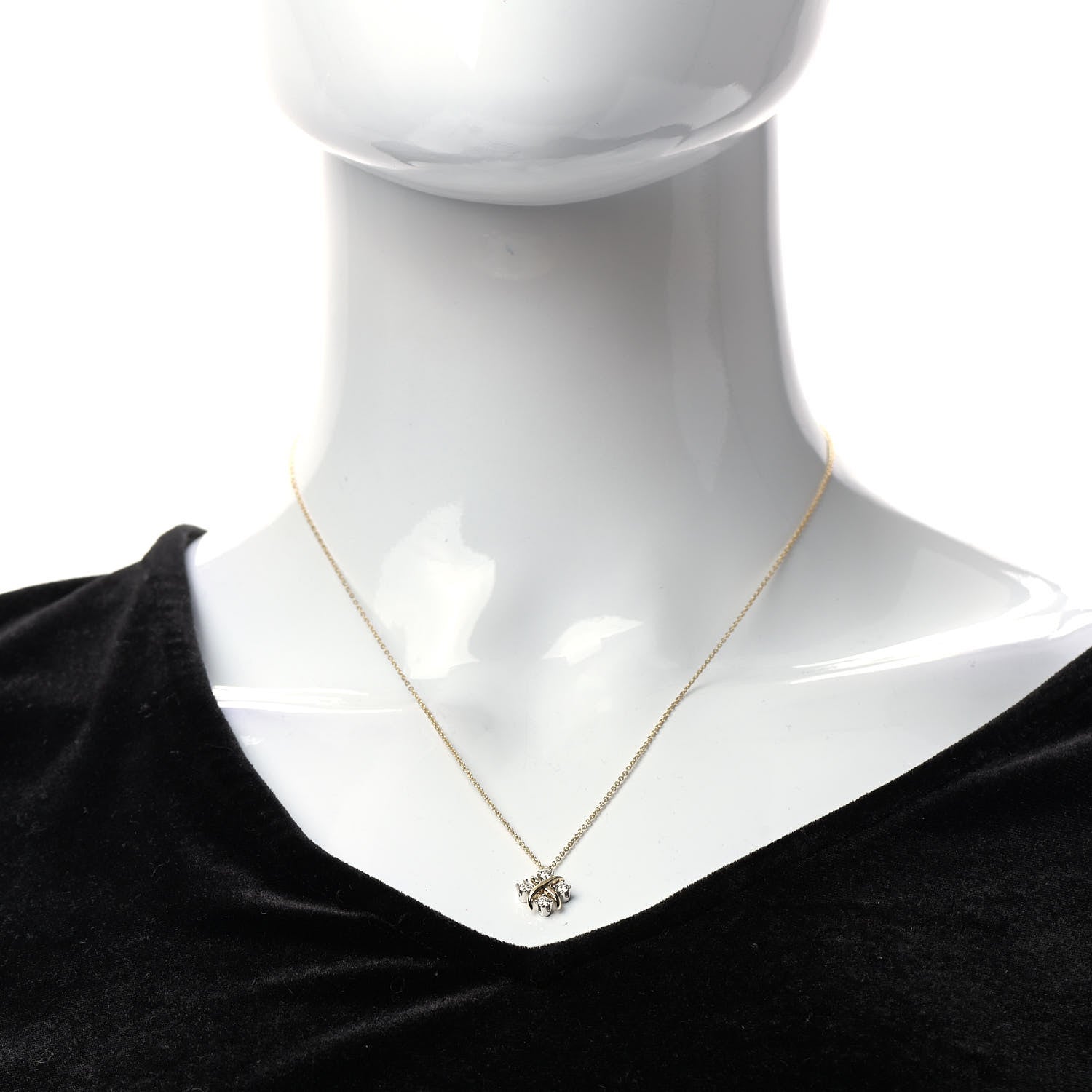 Tiffany Platinum 18K Yellow Gold Diamond Schlumberger Lynn Pendant Necklace 2 of 7