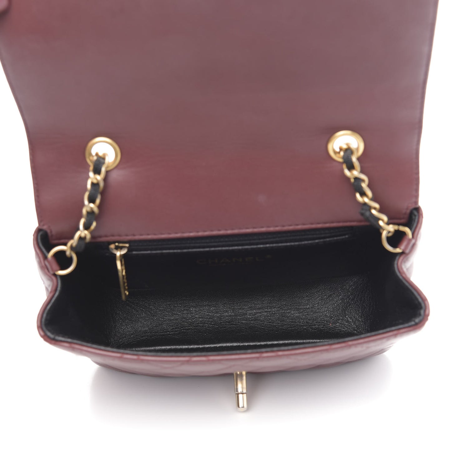 Lambskin Quilted Mini Two Tone Day Flap Burgundy