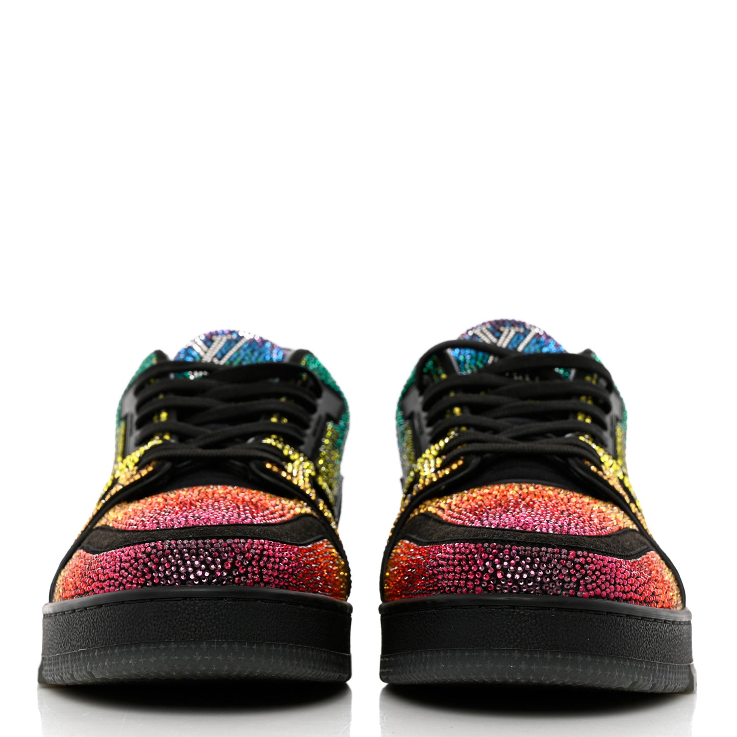 Crystal Mens LV Trainer Sneakers 8 Black