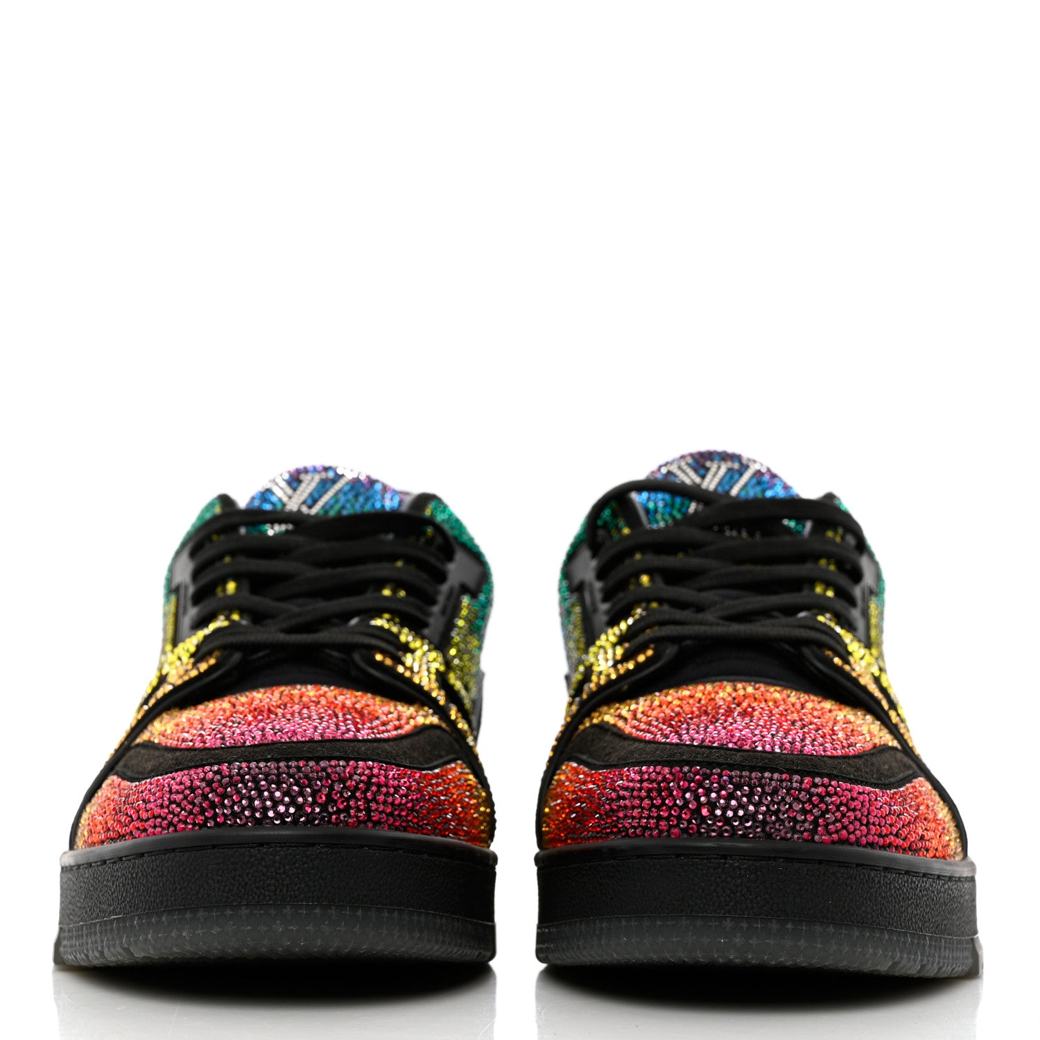 Louis Vuitton Crystal Mens LV Trainer Sneakers 8 Black 2 of 8